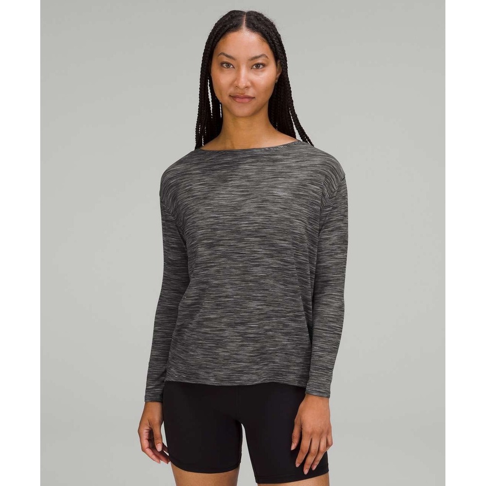 Lululemon Back in Action Long Sleeve in We Are From Space Dark Carbon Ice Grey